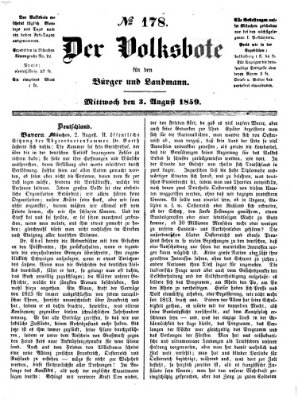 Der Volksbote für den Bürger und Landmann Mittwoch 3. August 1859