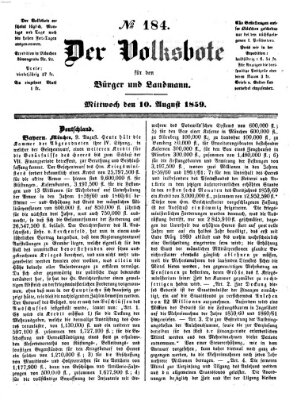 Der Volksbote für den Bürger und Landmann Mittwoch 10. August 1859