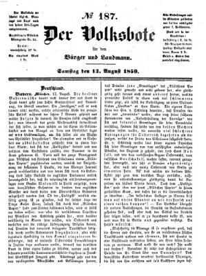 Der Volksbote für den Bürger und Landmann Samstag 13. August 1859