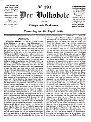 Der Volksbote für den Bürger und Landmann Donnerstag 18. August 1859