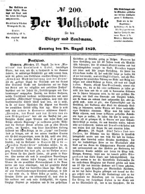 Der Volksbote für den Bürger und Landmann Sonntag 28. August 1859