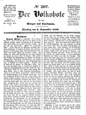 Der Volksbote für den Bürger und Landmann Dienstag 6. September 1859