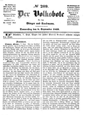 Der Volksbote für den Bürger und Landmann Donnerstag 8. September 1859