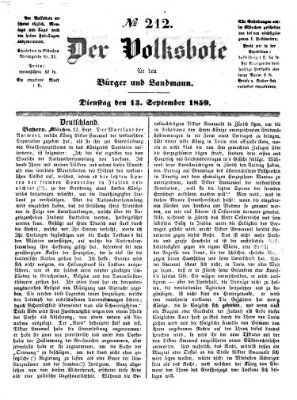 Der Volksbote für den Bürger und Landmann Dienstag 13. September 1859