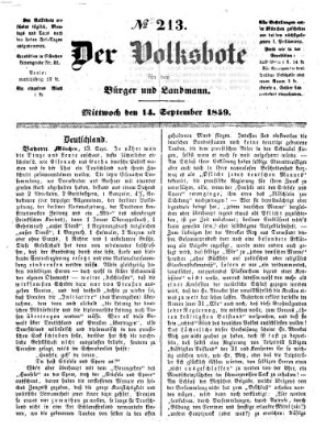 Der Volksbote für den Bürger und Landmann Mittwoch 14. September 1859