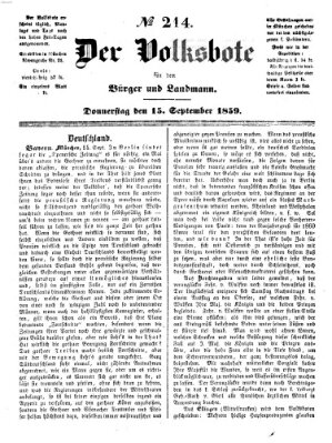 Der Volksbote für den Bürger und Landmann Donnerstag 15. September 1859