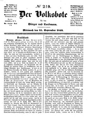 Der Volksbote für den Bürger und Landmann Mittwoch 21. September 1859