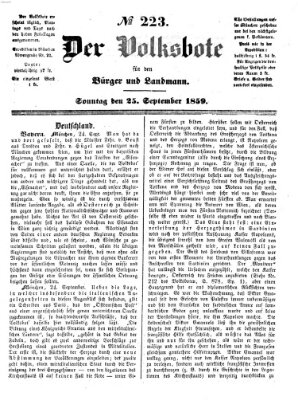 Der Volksbote für den Bürger und Landmann Sonntag 25. September 1859