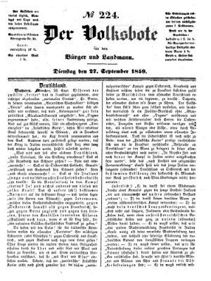 Der Volksbote für den Bürger und Landmann Dienstag 27. September 1859