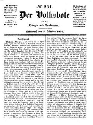 Der Volksbote für den Bürger und Landmann Mittwoch 5. Oktober 1859