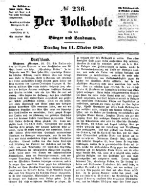 Der Volksbote für den Bürger und Landmann Dienstag 11. Oktober 1859