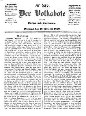 Der Volksbote für den Bürger und Landmann Mittwoch 12. Oktober 1859