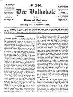 Der Volksbote für den Bürger und Landmann Samstag 15. Oktober 1859