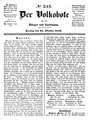 Der Volksbote für den Bürger und Landmann Freitag 21. Oktober 1859