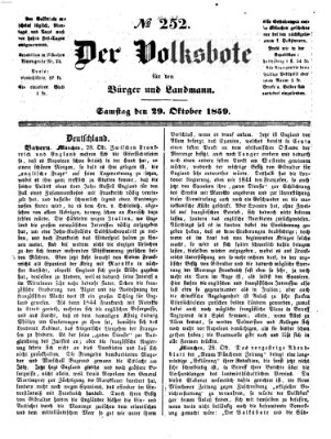 Der Volksbote für den Bürger und Landmann Samstag 29. Oktober 1859