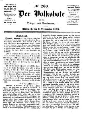 Der Volksbote für den Bürger und Landmann Mittwoch 9. November 1859