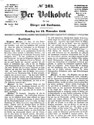 Der Volksbote für den Bürger und Landmann Samstag 12. November 1859