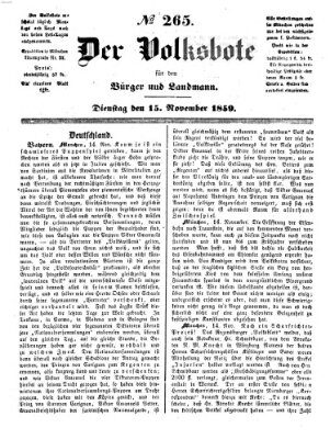 Der Volksbote für den Bürger und Landmann Dienstag 15. November 1859