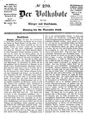 Der Volksbote für den Bürger und Landmann Sonntag 20. November 1859