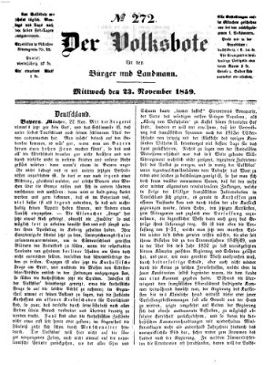 Der Volksbote für den Bürger und Landmann Mittwoch 23. November 1859