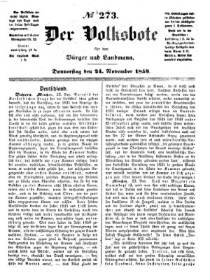 Der Volksbote für den Bürger und Landmann Donnerstag 24. November 1859