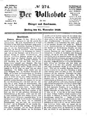 Der Volksbote für den Bürger und Landmann Freitag 25. November 1859