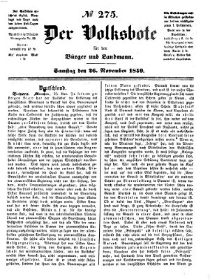 Der Volksbote für den Bürger und Landmann Samstag 26. November 1859