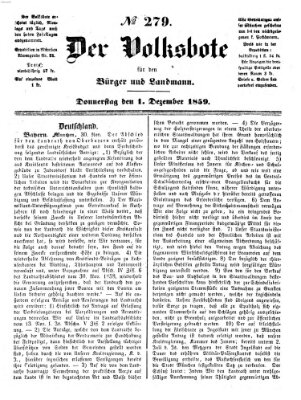 Der Volksbote für den Bürger und Landmann Donnerstag 1. Dezember 1859