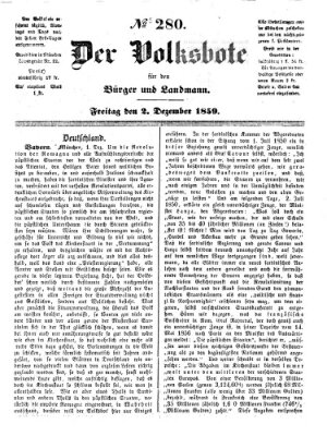 Der Volksbote für den Bürger und Landmann Freitag 2. Dezember 1859