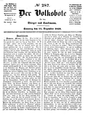 Der Volksbote für den Bürger und Landmann Sonntag 11. Dezember 1859