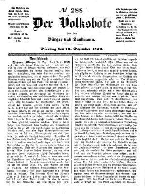 Der Volksbote für den Bürger und Landmann Dienstag 13. Dezember 1859