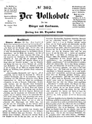 Der Volksbote für den Bürger und Landmann Freitag 30. Dezember 1859