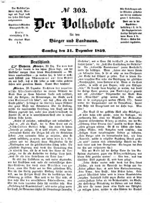 Der Volksbote für den Bürger und Landmann Samstag 31. Dezember 1859