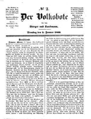 Der Volksbote für den Bürger und Landmann Dienstag 3. Januar 1860