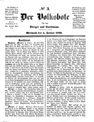 Der Volksbote für den Bürger und Landmann Mittwoch 4. Januar 1860