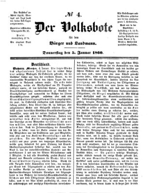 Der Volksbote für den Bürger und Landmann Donnerstag 5. Januar 1860