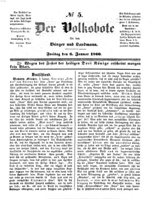 Der Volksbote für den Bürger und Landmann Freitag 6. Januar 1860