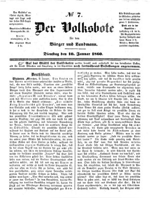 Der Volksbote für den Bürger und Landmann Dienstag 10. Januar 1860