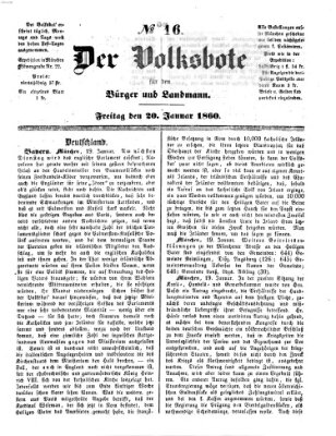 Der Volksbote für den Bürger und Landmann Freitag 20. Januar 1860