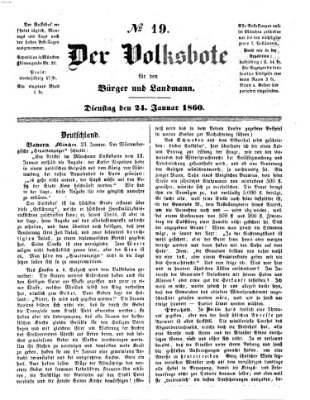 Der Volksbote für den Bürger und Landmann Dienstag 24. Januar 1860