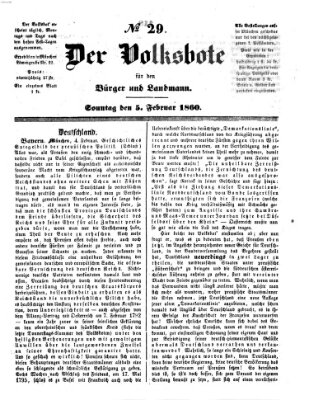 Der Volksbote für den Bürger und Landmann Sonntag 5. Februar 1860