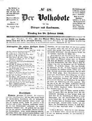 Der Volksbote für den Bürger und Landmann Dienstag 28. Februar 1860