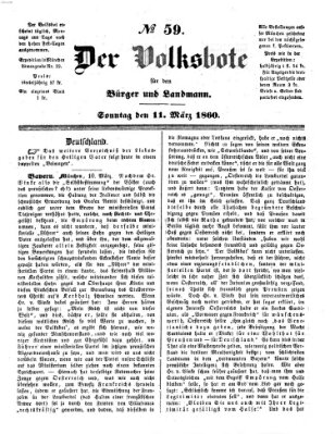 Der Volksbote für den Bürger und Landmann Sonntag 11. März 1860