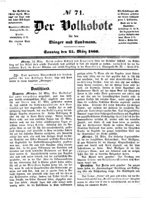 Der Volksbote für den Bürger und Landmann Sonntag 25. März 1860