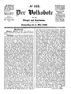 Der Volksbote für den Bürger und Landmann Donnerstag 3. Mai 1860