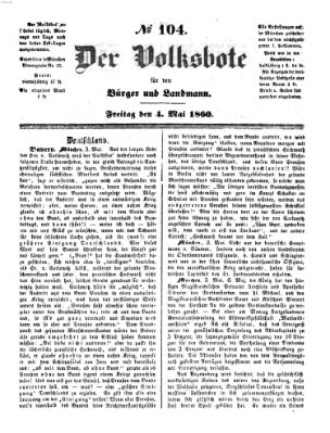 Der Volksbote für den Bürger und Landmann Freitag 4. Mai 1860