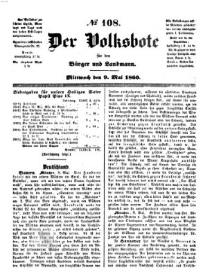 Der Volksbote für den Bürger und Landmann Mittwoch 9. Mai 1860