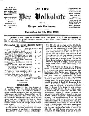 Der Volksbote für den Bürger und Landmann Donnerstag 10. Mai 1860