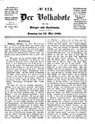 Der Volksbote für den Bürger und Landmann Sonntag 13. Mai 1860