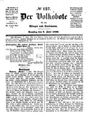 Der Volksbote für den Bürger und Landmann Samstag 2. Juni 1860